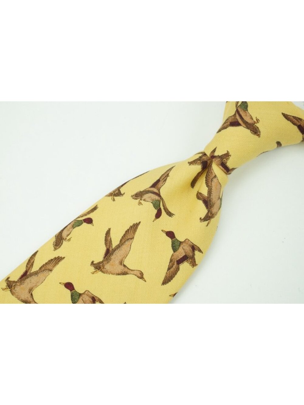 Etro J. Press Yellow Mallard Shooting Bird Hunting Trap Skeet 100% Wool Tie